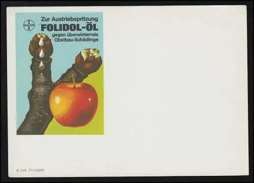 Publicité AK BAYER Folidol huile pour l'injection de pomme pousses fruits, non utilisés