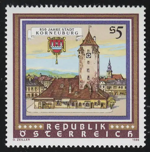1840 850 ans Ville de Korneuburg, vue sur la ville, 5 S post-freeich **