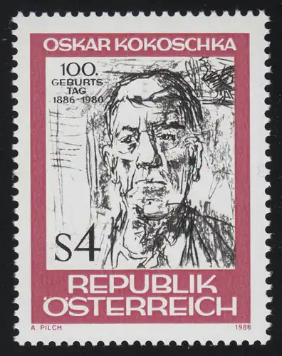 1841 100. Geburtstag, Oskar Kokoschka, Maler, Dichter, 4 S postfrisch **