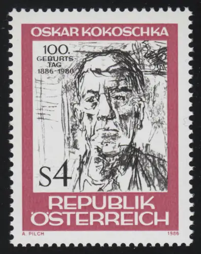 1841 100e anniversaire, Oskar Kokoschka, peintre, poète, 4 S post-fraîchissement **