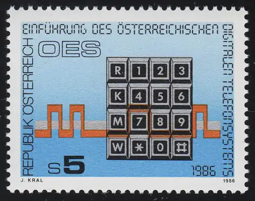 1838 Einführung digitales Telefon-Wählsystem, Tastatur, 5 S postfrisch **