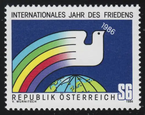 1837 Année internationale de la paix, pigeon + globe terrestre, 6 S post-fraîchissement **