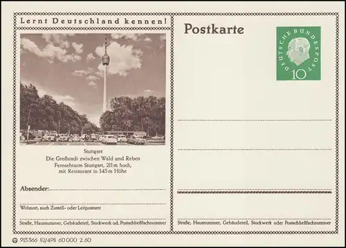 P042-82/498 Stuttgart, tour de télévision **