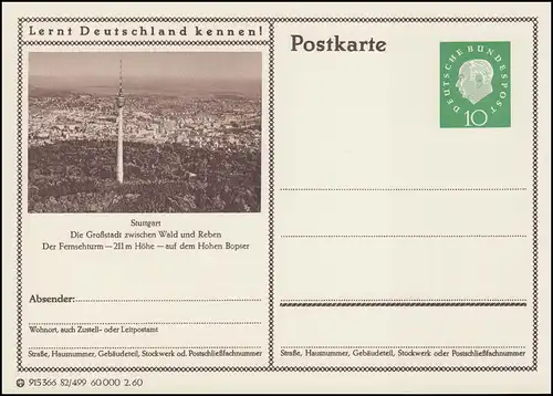 P042-82/499 Stuttgart, Tour de télévision Hohen Bopser **