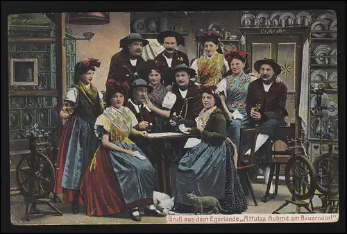 AK No. 21 Gruß EGERLANDE Trachten Feldpost Zensur EGER nach BAYREUTH 8.5.1916