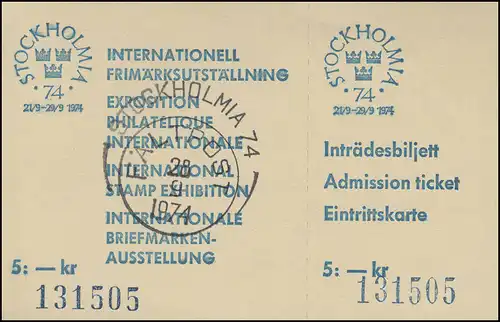 Poste militaire BRETOUR MILITAIRE Exposition STOKHOLMIA'74, SSt et billet d'entrée