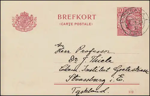 Postkarte P 30 BREFKORT 10 Öre Druckdatum 112, UPPSALA 2.4.1913