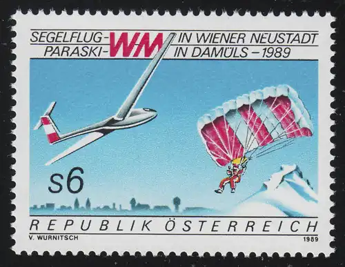 1947 Segelflug-WM Wiener Neustadt, Segelflugzeug + Fallschirmspringer 6 S, **