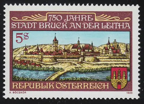 1949 Stadt Bruck an der Leitha, Stadtansicht Stich Vischer, 5 S, postfrisch **
