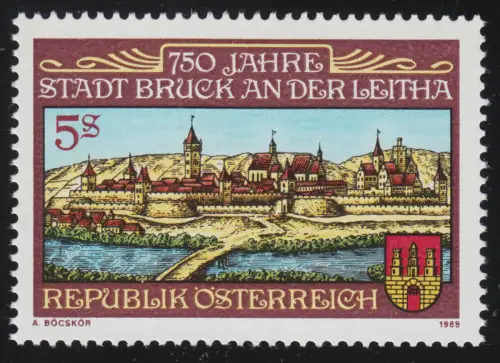 1949 Ville de Bruck à Leitha, vue de la ville Stich Vischer, 5 S, frais de port **