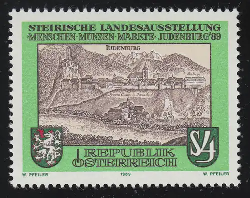 1953 Landesausstellung Menschen Münzen Märkte, Stadtansicht Judenburg, 4 S **