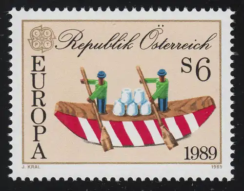 1956 Europe: Jeux pour enfants, bateau rameur 5 bâtons salins, jouets en bois, 6 S**