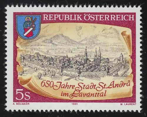 1960 Stadt Andrä im Lavanttal, Ansicht Stadt, Stadtwappen, 5 S, postfrisch **