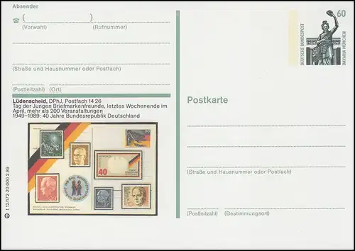 P139-t12/172 Lüdenscheid, DPHJ Tag der Jungen Briefmarkenfreunde ** 