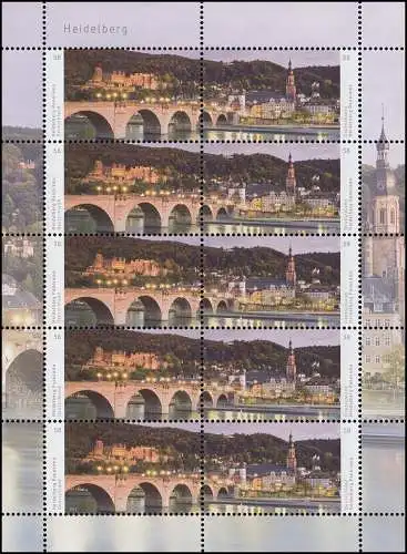 3028-3029 Vue de la ville de Heidelberg - Bogen 10 ** post-fraîchissement