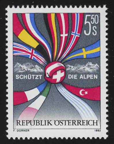 2065 Schützt die Alpen: Flaggen der Europäischen Länder 5.50 S, postfrisch**