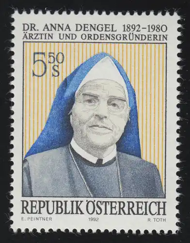 2067 Anniversaire Anna Dengel, médecin et fondatrice de l'Ordre, 5.50 S, frais de port **