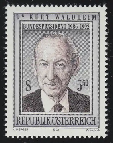 2072 Bundespräsident, Kurt Waldheim (1918 - 2007), 5.50 S, postfrisch **