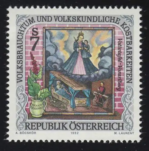 2075 Volksbrauchtum & Kostbarkeiten, Votivtafel Vorarlberg, 7 S postfrisch **