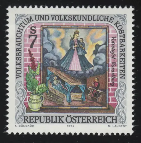 2075 Volksbrauchtum & Kostbarkeiten, Votivtafel Vorarlberg, 7 S postfrisch **