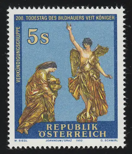 2083 Todestag von Veit Königer, Bildhauer, Verkündigung an Maria, 5 S **
