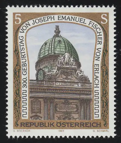 2084 Bildende Kunst: Michaelertrakt Wiener Hofburg J.E. Fischer v. Erlach 5 S **
