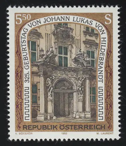 2085 Bildende Kunst: Palais Daun-Kinsky von J.L. von Hildebrandt, 5.50 S **