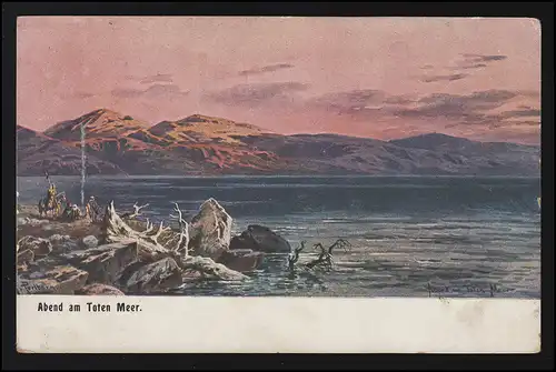 Künstler AK Gemälde, Abend am toten Meer, Friedrich Perlberg, ungebraucht