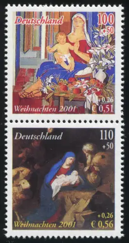 Allemagne 2226-2227 du bloc 56I Noël 2000: Impressions, **