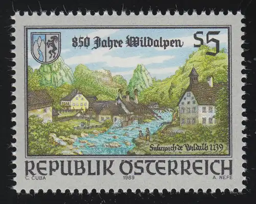 1969 850 J. Wildalpen, Säusenbach mit Hammerwerk, 5 S, postfrisch **