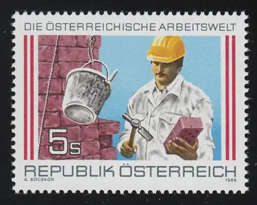 1973 Österreichische Arbeitswelt, Bauarbeiter, 5 S, postfrisch **