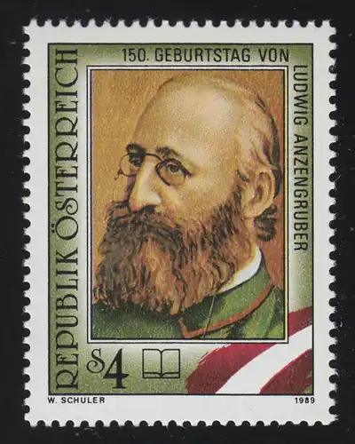 1975 150. Geburtstag Ludwig Anzengruber, Dichter, 4 S, **