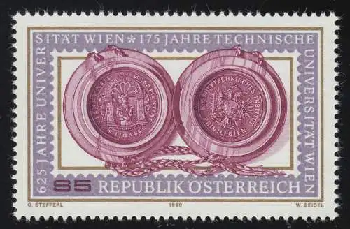 1984 Universität & TU Wien, Dienstsiegel der Universitäten, 5 S, **