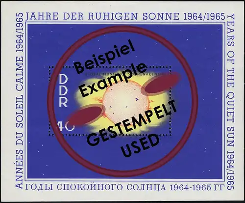 Block 21 Jahr der ruhigen Sonne 40 Pf. mit Tagesstempel