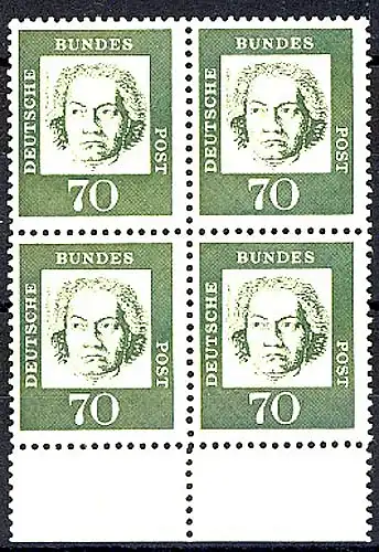 358a Bed. Deutsche 70 Pf UR-Viererbl. ** postfrisch