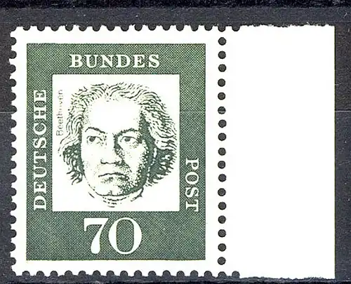 358b Bed. Deutsche 70 Pf Seitenrand re. ** postfrisch