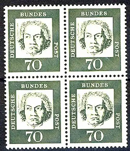 358b Bed. Deutsche 70 Pf Viererblock ** postfrisch