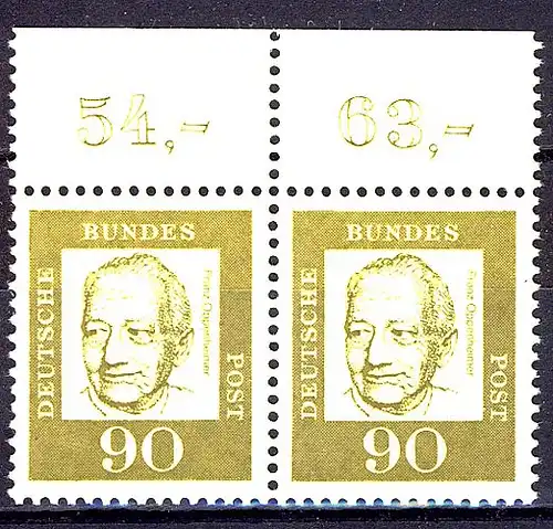 360 Bed. Deutsche 90 Pf Paar OR ** postfrisch