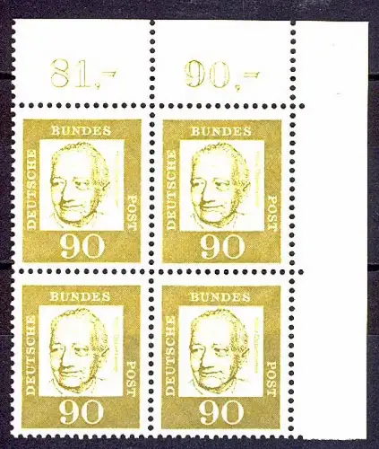 360 Bed. Deutsche 90 Pf Eck-Vbl. or ** postfrisch