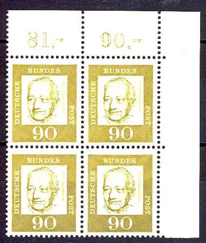 360 Bed. Deutsche 90 Pf Eck-Vbl. or ** postfrisch