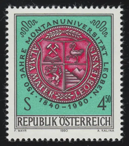 2007 Université du Montagne Leoben, sceau universitaire, 4.50 S, frais de port **