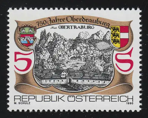 1996 750 Jahre Oberdrauburg, Ansicht nach Kupferstich, 5 S postfrisch **