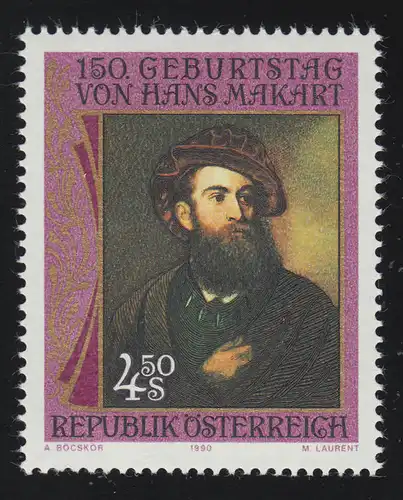 1991 150e anniversaire Hans Markart, peintre, 4.50 S, frais de port **
