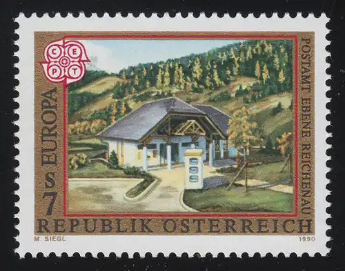 1989 Europe: services postaux, bureau de poste, niveau Reichenau, 7 p, frais de port