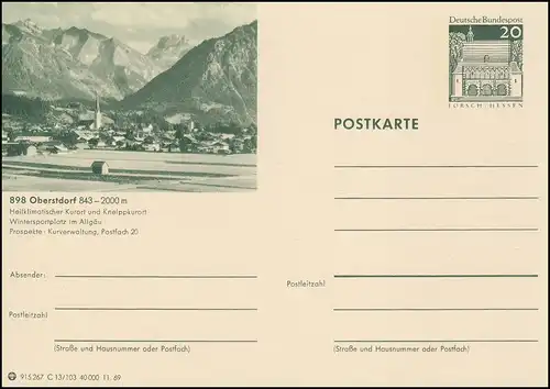 P099-C13/103 Oberstdorf 843-2000 m, Panorama avec Alpes **