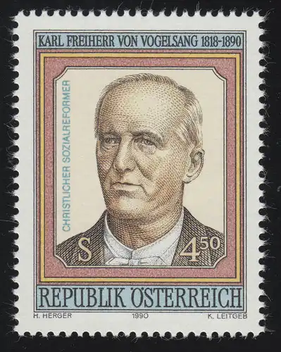 2008 Todestag Karl Freiherr von Vogelsang, Sozialreformer 4.50 S, postfrisch **