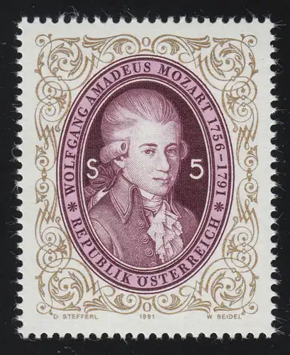 2021 Wolfgang Amadeus Mozart: Portrait, 5 S, frais de portage ** de bloc 10