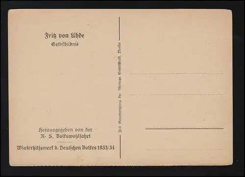 Persönlichkeiten Fritz von Uhde, Selbstbildnis, Volkswohlfahrt, ungebraucht