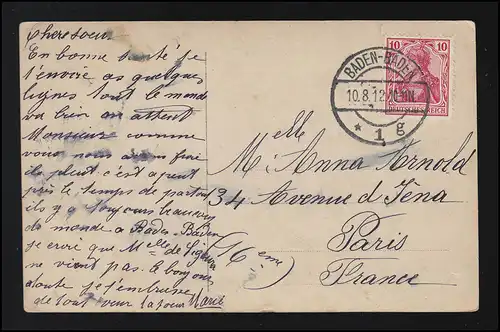 Personnalités Douleurs Maria, MATER DOLOROSA, BADE-BADE/ PARIS 10.8.1912