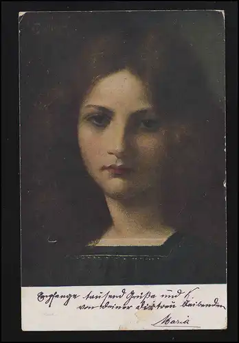 Frauen AK Künstler Georg Buchner "Erika", Porträt Art, DUDERSTADT 13.10.1919